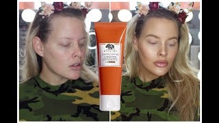 Origins Ginzing Energy Boosting Tinted Moisturizer  REVIEW amp WEAR TEST  Brittany Elizabeth [upl. by Air782]