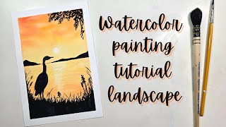 Easy Watercolor Painting Tutorial Landscape [upl. by Ahsilem727]