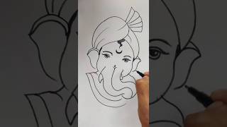 Quick simple and easy drawing of lord Ganesha face  Ganpati Bappa with turbaneasy ganpati drawing [upl. by Aisiat851]