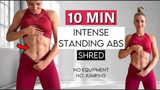 10 MIN INTENSE STANDING AB workout to get shred  No Repeat No Equipment Burn Calories [upl. by Cullan777]