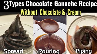 3 min Chocolate Ganache Without Chocolate amp Cream Pouring Piping Spread ganache 4 Cake decoration [upl. by Primaveria]