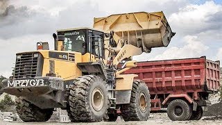 Caterpillar 365C Excavator Loading Trucks And Operator View [upl. by Lirrehs]