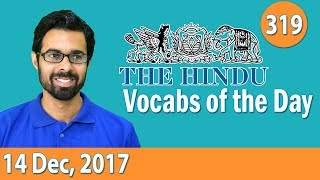 ✅ Daily The Hindu Vocabulary 14th Dec 2017  Learn 10 New Words with Tricks  Day319 [upl. by Litnahc708]