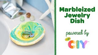 DIY Marbleized Jewelry Dish  Crayola CIY Create It Yourself [upl. by Kristen]