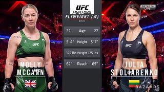 MOLLY MCCANN VS JULIA STOLIARENKO FULL FIGHT UFC FIGHT NIGHT 224 [upl. by Fagan309]