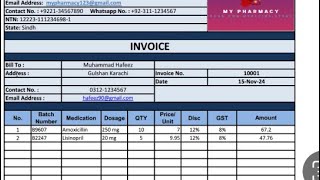 Easily Automated Invoice Generating Software for Pharmacy Medical Store in Excel [upl. by Uzia]