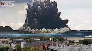 Horrible Today Stromboli volcano Giant crater collapse spews ash and lava cover city Sicily  Italy [upl. by Airehc]