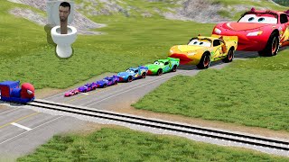 TRANSPORTING PIXAR CARS amp FRUITS WITH COLORED amp JOHN DEERE vs CLAAS vs TRACTORS  BeamNGdrive 912 [upl. by Aneehsak]