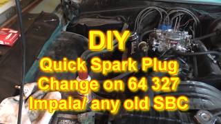 1964 impala Poor Idle fix by replacing plugs with proper gap [upl. by Dobb]