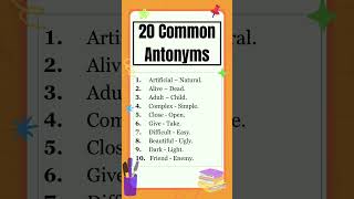 20 Antonyms list  Opposite words  English Grammar  The Study Corner  antonyms grammar shorts [upl. by Burne356]