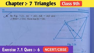 triangles class 9 ex 71 question 6 [upl. by Nekial]