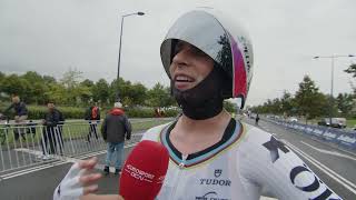 Marlen Reusser  Interview at the finish  European Continental Championships Mixed TTT 2023 [upl. by Nuhsal652]