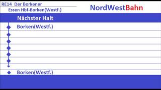 NordWestBahn Ansagen RE14 BorkenWestf  Essen Hbf [upl. by Oilejor434]