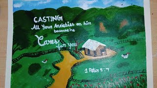 Mountain Acrylic painting with written bible verse acrylicpainting bibleverse mountainpainting [upl. by Niraa]