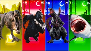 JURASSIC WORLD 🤩 The Tyrannosaurus 🆚 The King Kong 🆚 The Godzilla 🆚 The Megalodon 🎶 Tiles Hop [upl. by Wilton]