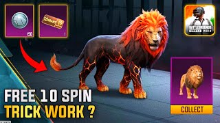 Bgmi Lion Companion 10 Time Free Spin Trick Work [upl. by Zaneski]