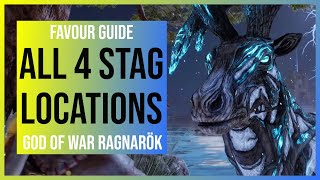 God of War Ragnarok A Stag For All Seasons  All 4 Stag Locations Pure of Hart Trophy [upl. by Enelrac799]