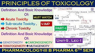 Principles of Toxicology  Acute  Sub acute amp Chronic Toxicity I Genotoxicity  pharmacology  U5 [upl. by Jacobina]