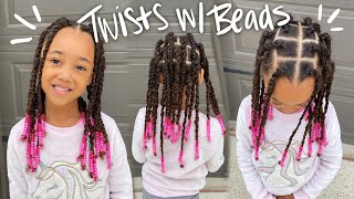 Easy Twists wBeads Styling Ziyas Curly Hair [upl. by Kubis732]