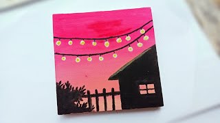 Easy acrylic painting for beginners simple painting techniques Easy Aesthetic painting ideas [upl. by Anilecram]