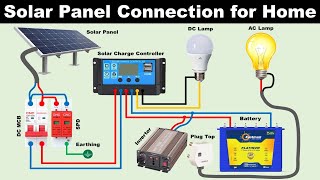 Complete Solar Panel Connection with Solar Charge Controller and Inverter TheElectricalGuy [upl. by Jackelyn]