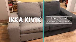 4Year Review Reupholstering My IKEA Kivik Loveseat with New Fabric [upl. by Maleki]