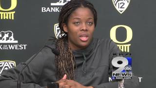 Ariel Thomas and Jillian Alleyne After Oregons WNIT Loss to Washington [upl. by Huber]