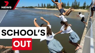 Countdown to schoolies as Queensland year 12 students celebrate their final day  7NEWS [upl. by Annil]