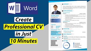 Create Professional CV in 10 Minutes  Design CV Template in Microsoft Word  Free [upl. by Ailefo]