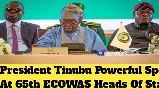 President Tinubu Speech At 65th ECOWAS Heads Of State Summit [upl. by Aneeuq]