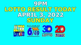 OLD 9pm Lotto Result Today April 3 2022 Sunday [upl. by Edalb685]