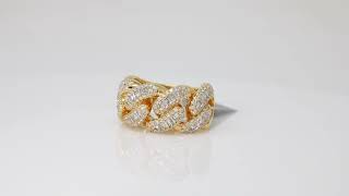 Natural VS Diamond 14kt Yellow Gold Mens Cuban Ring with Baguettes [upl. by Latsyrk]