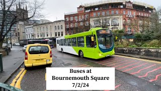 Buses at Bournemouth Square 7224 [upl. by Einhpad]