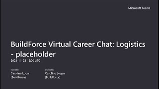 Seminar 85 BuildForce Logistics Virtual Career Chat Mace and SCS JV HS2 [upl. by Eneles]