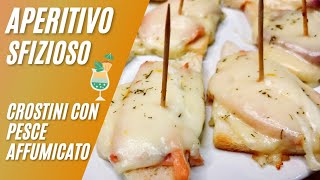 Crostini di pesce affumicato e mozzarella semplici e sfiziosi [upl. by Minda709]