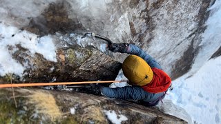 Standard Route to Puffin Frankenstein Cliff 011224  New Hampshire Ice Climbing iceclimbing [upl. by Oicam]