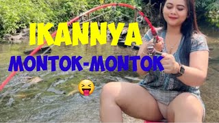 Amazing Fishing Video Beautifull Girl Fishing Until the rod bends strikes the fish is plump [upl. by Araic]