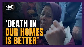 Palestinian woman mourns son’s killing and tells people to stay in northern Gaza [upl. by Dunson585]