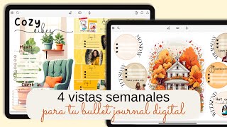 4 VISTAS SEMANALES PARA TU BULLET JOURNAL DIGITAL  EN GOODNOTES 6 Y PROCREATE [upl. by Dryfoos]