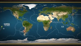 Animation of where the largest earthquakes of the past 100 years have struck [upl. by Ladin806]