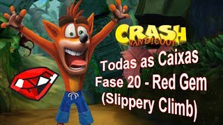 Crash Bandicoot PS4  Slippery Climb  Todas as Caixas  Red Gem Fase 20 [upl. by Anitsirhcairam331]