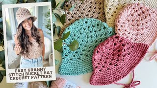 Granny Stitch Bucket Hat Pattern Crochet Pattern  Easy Summer Crochet Hat [upl. by Kila]