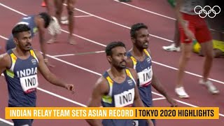 Indian relay team set Asian record  Tokyo2020 Highlights [upl. by Trilby]