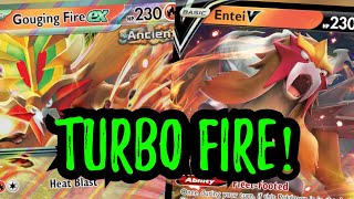 TURBO FIRE Deck with Gouging Fire and Entei V Pokemon TCG Live [upl. by Lonier]