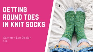 Sock Knitting Tutorial How to Knit Rounded Toes  How to Avoid Pointy Toes  Summer Lee Design Co [upl. by Epolulot342]