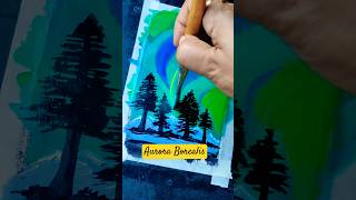 Painting Aurora Borealis Easy way to paint the northern lights acrylicpainting for beginners yt [upl. by Daniel]