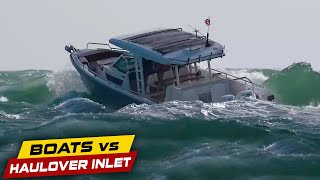 AXOPAR BOAT BURIED IN WAVES AT HAULOVER   Boats vs Haulover Inlet [upl. by Yboj]