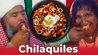 Tribal People Try Chilaquiles  Mexican Breakfast For The First Time [upl. by Lanna]