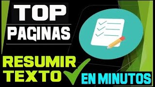 🥇 5 MEJORES PAGINAS ⭐️ PARA RESUMIR TEXTOS 👨🏻‍💻  EN MENOS DE 5 MINUTOS 💥✅2022 [upl. by Malina]