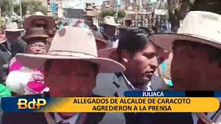 ALLEGADOS DE ALCALDE DE CARACOTO AGREDIERON A LA PRENSA [upl. by Ettennig]